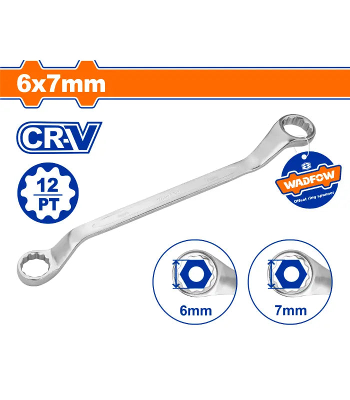 Double Offset Ring Wrench Star Type 6x7mm WADFOW WSA3101